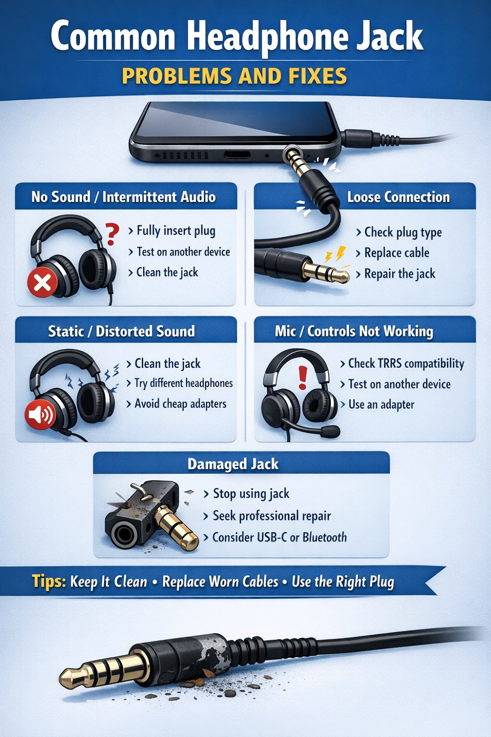 Common Headphone Jack Problems and Fixes Infographic